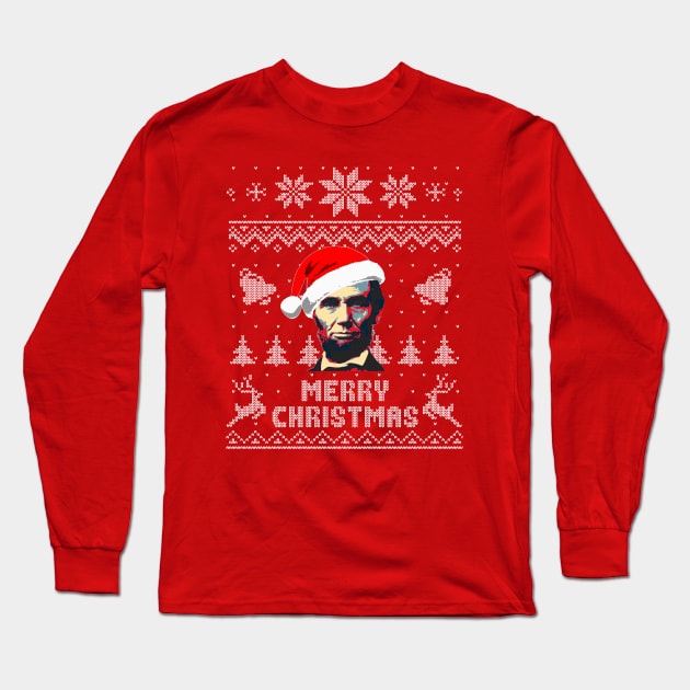 Abraham Lincoln Merry Christmas Long Sleeve T-Shirt by Nerd_art